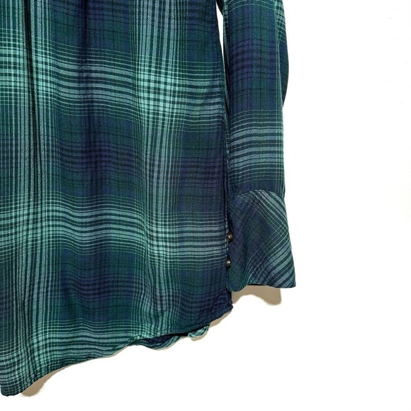J. Jill Blue Green Plaid Button Up Long Sleeve Shirt soft Cozy Lined Pockets S - Picture 8 of 10